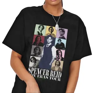 Spencer Reid Eras Style Shirt – Crime Drama Inspired Graphic Tee, Unisex Black Cotton T-Shirt