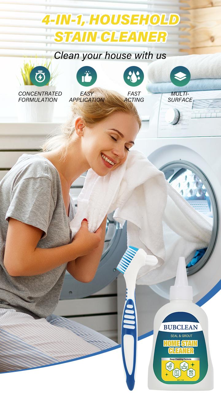 BUBCLEAN Mold Remover Gel with Scrub Brush, Heavy Duty Mildew Stain Remover for Washer Seal, Shower Caulk & Tile Grout, Bathroom Deep Cleaner, 7 Fl Oz