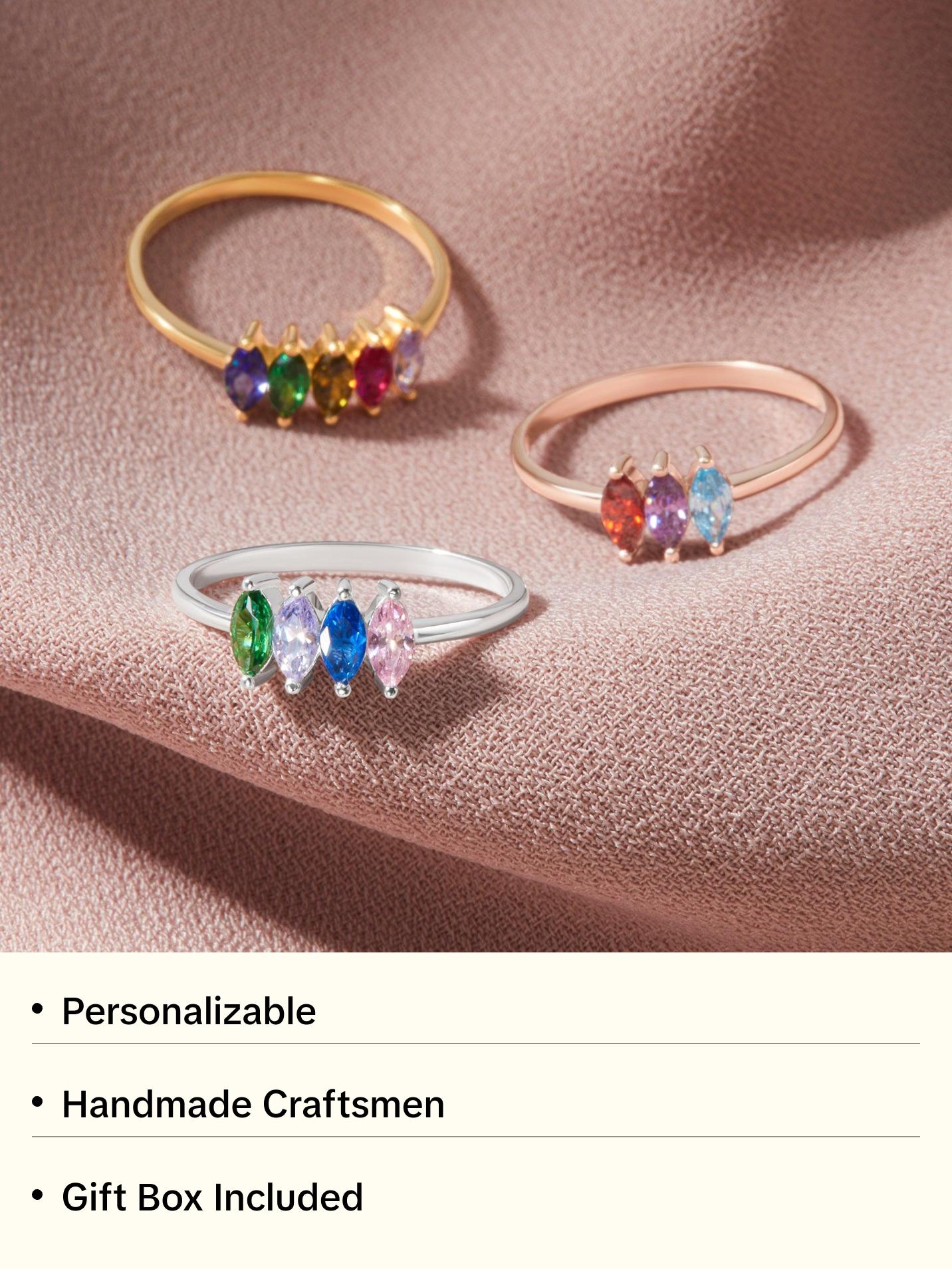 Personalized Mom Birthstone Ring, Birthstone Jewelry,Family Birthstone