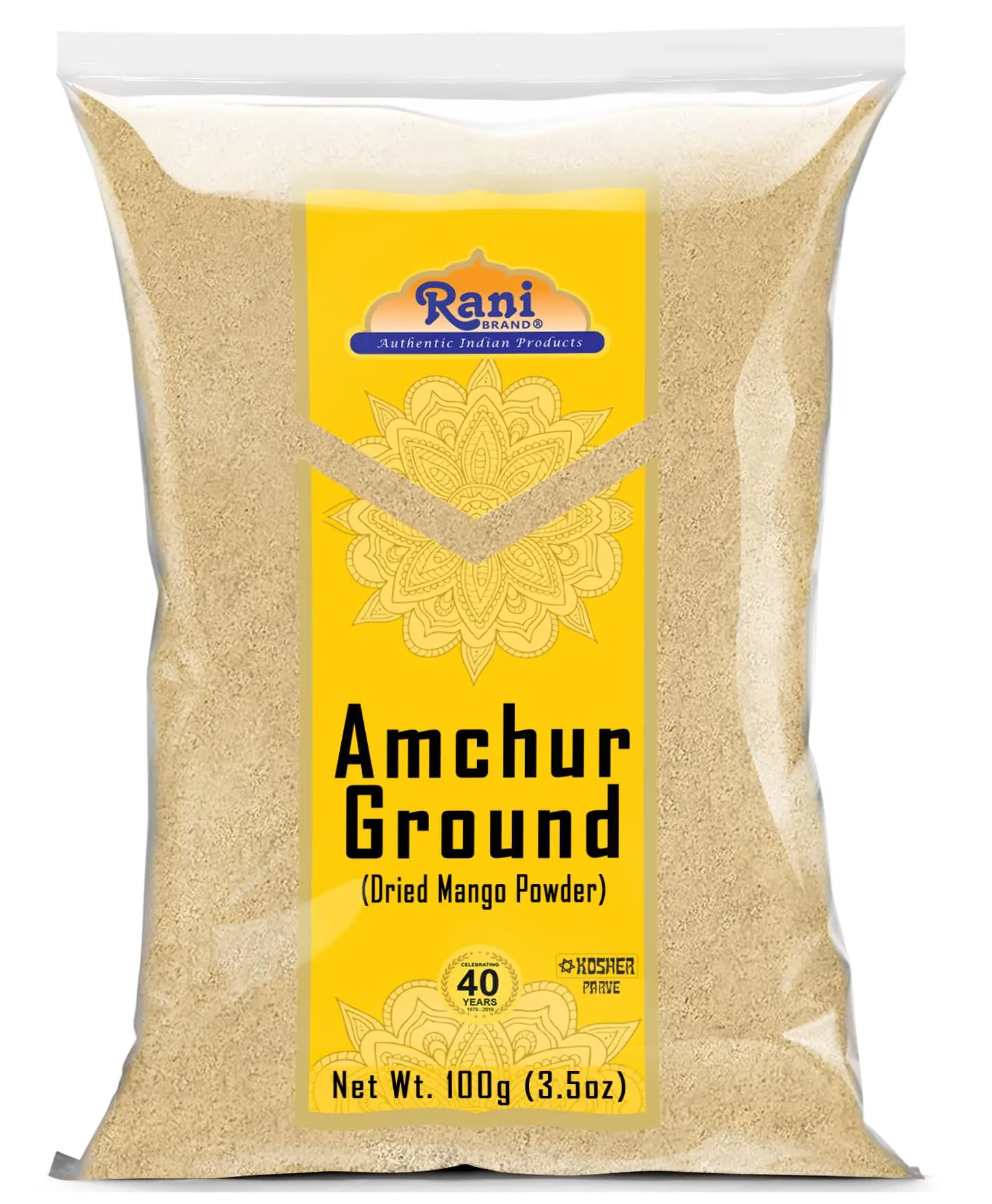 Rani Amchur (Mango) Ground Powder Spice 3.5oz (100g) ~ All Natural | Gluten Friendly | Vegan | NON-GMO | Kosher | No Salt or Fillers | Indian Origin