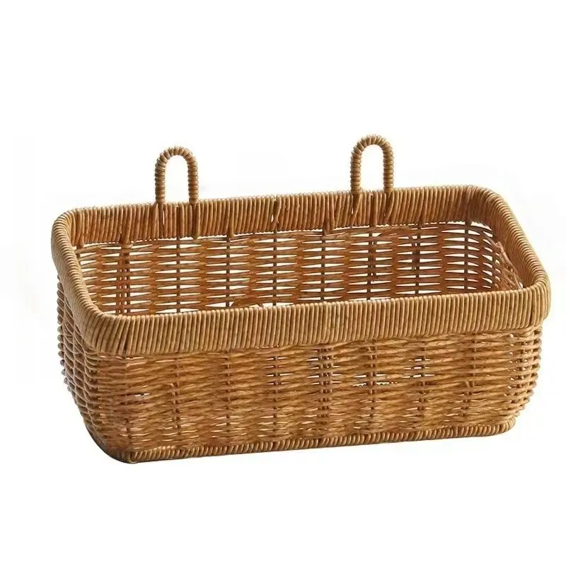 Wall Mounted Rattan Storage Basket, 1 Count Multipurpose Hangable Kitchen Wall Hanging Organizer for Home, Bathroom, Bedroom & Office