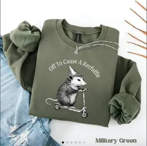 Off To Cause A Kerfuffle Sweatshirt, Funny Opossum Scooter Sweater, Mental Health Tee, Sarcastic Humor Shirt, Animal Lover Gift