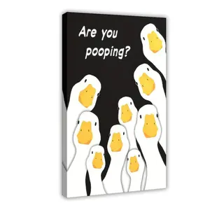 Pc Duck Did You Poop Fun Canvas Wall Art Poster Bathroom Illustration Decoration for Home Bedroom Kitchen Living Room Office Coffee Shop