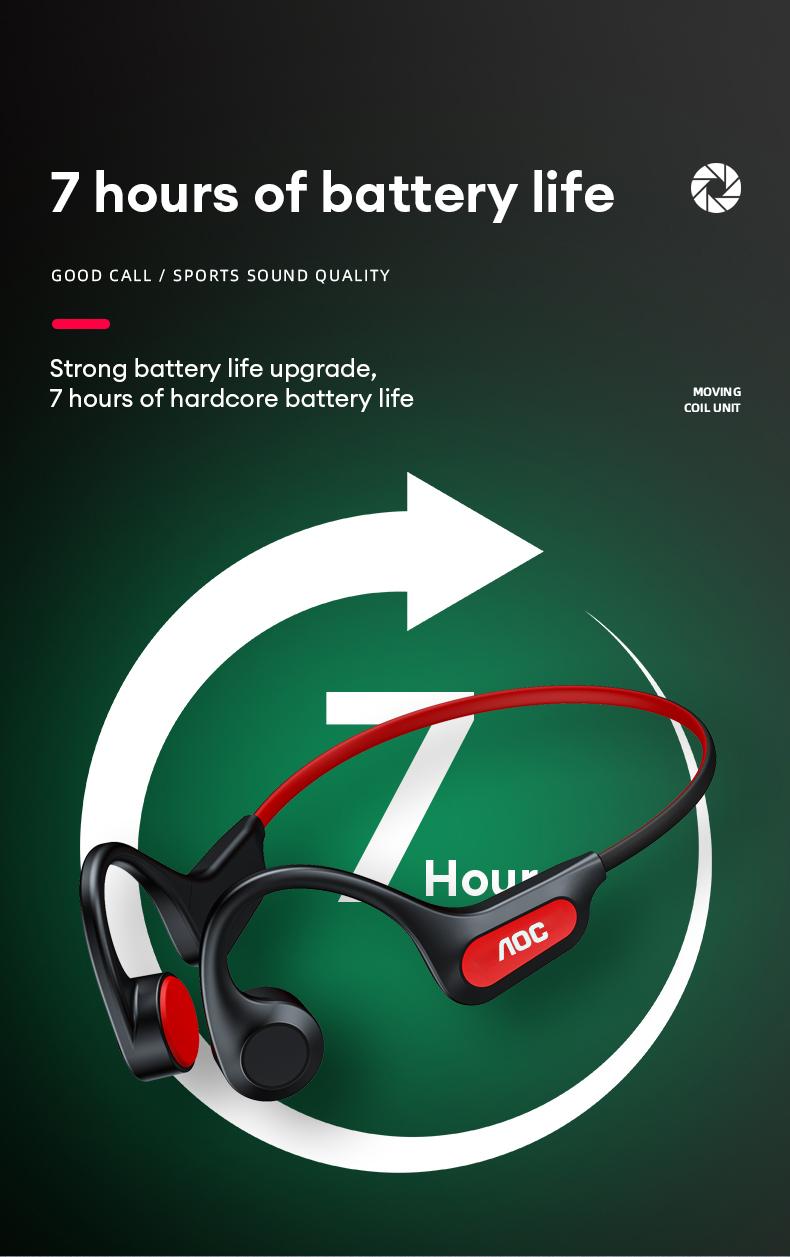 AOC ACN4521 Bone Conduction Neckband Wireless Earphones with High-Fidelity Natural Sound, Immersive Vibration Audio, Reduced Sound Leakage, IP56 Waterproof, Wireless Headphones for Music, Calls & Sports