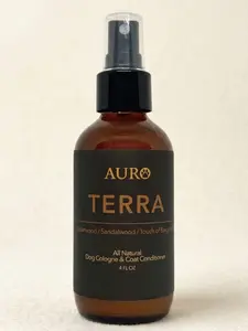 Auro Terra Natural Dog Cologne Spray (4 oz) – Alcohol-Free Dog Perfume & Grooming Spray – Smooth Woody Dog Coat Freshener & Coat Softener for Dog Odor Between Baths
