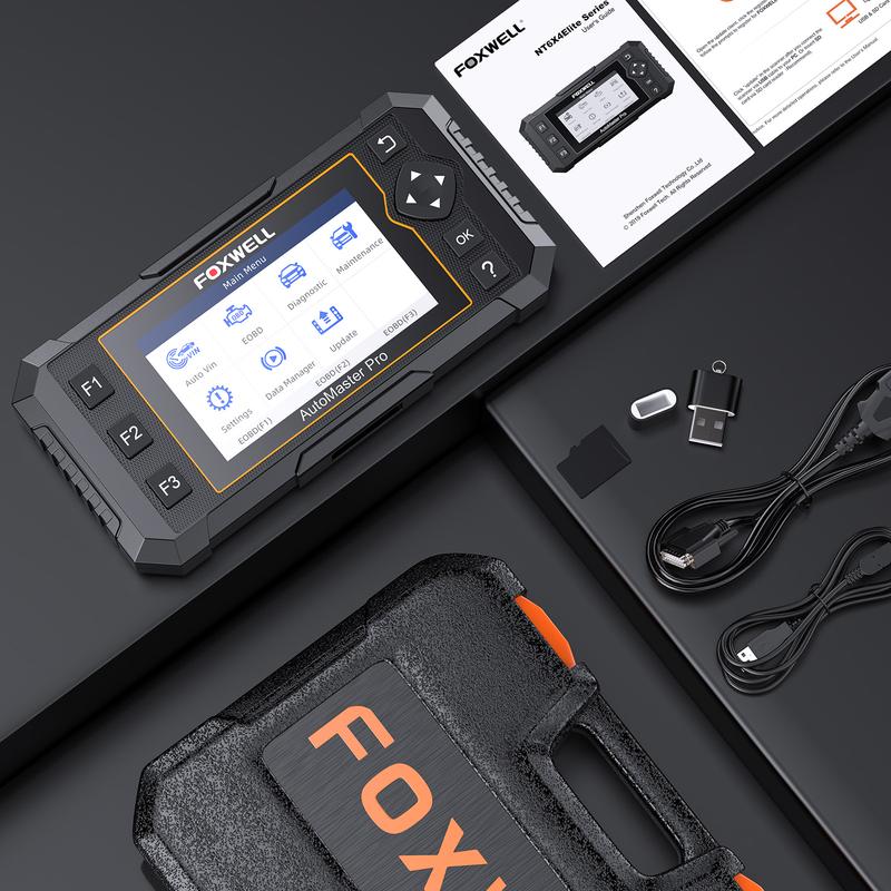 FOXWELL NT614 Elite OBD2 Scanner Car Diagnostic Tool with 5 Reset Service, Engine ABS SRS Transmission Code Reader Scan Tool, ABS Bleeding, SAS/EPB/Throttle/Oil Reset, Battery Test, WIFI Update