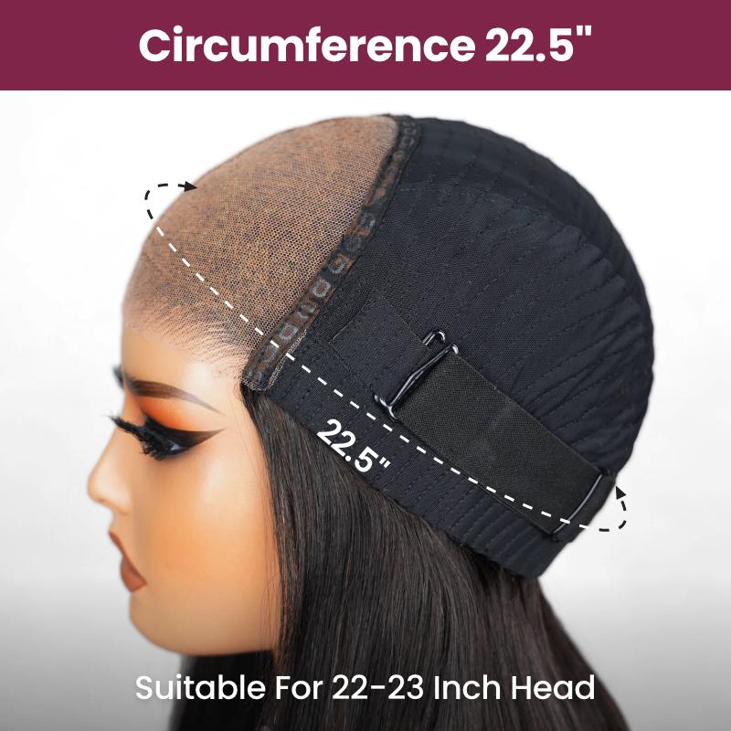 Arabella Designer Style 6x5 Glueless Frontal Lace Long Bob Wig 99J# Burgundy Red Blunt Cut Super Silky Straight Grab to Go Human Hair Lace Closure Wig