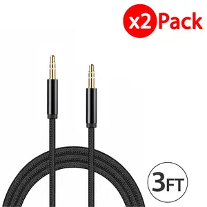 2x 3.5mm Braided Male to Male Stereo Audio AUX Cable Cord