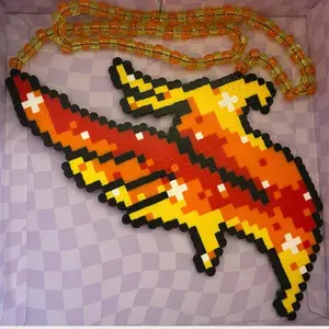 Illenium Rave Kandi Perler Necklace – XL Yellow, Orange & Red Bead Necklace for EDM Raves And Festivals