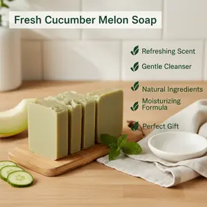 Cucumber Melon Soap - Fruity Cucumber & Melon Scent, Handcrafted with Olive Oil & Shea Butter, 4 oz to 4.50 oz, Inspirational Bible Quote Label, Perfect Gift