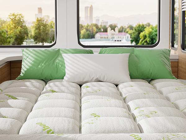 Mattress Topper Viscose Made from Bamboo Sheets Mattress Protector for Back Pain Relief Cooling for Hot Sleeping Poor Sleeper Green