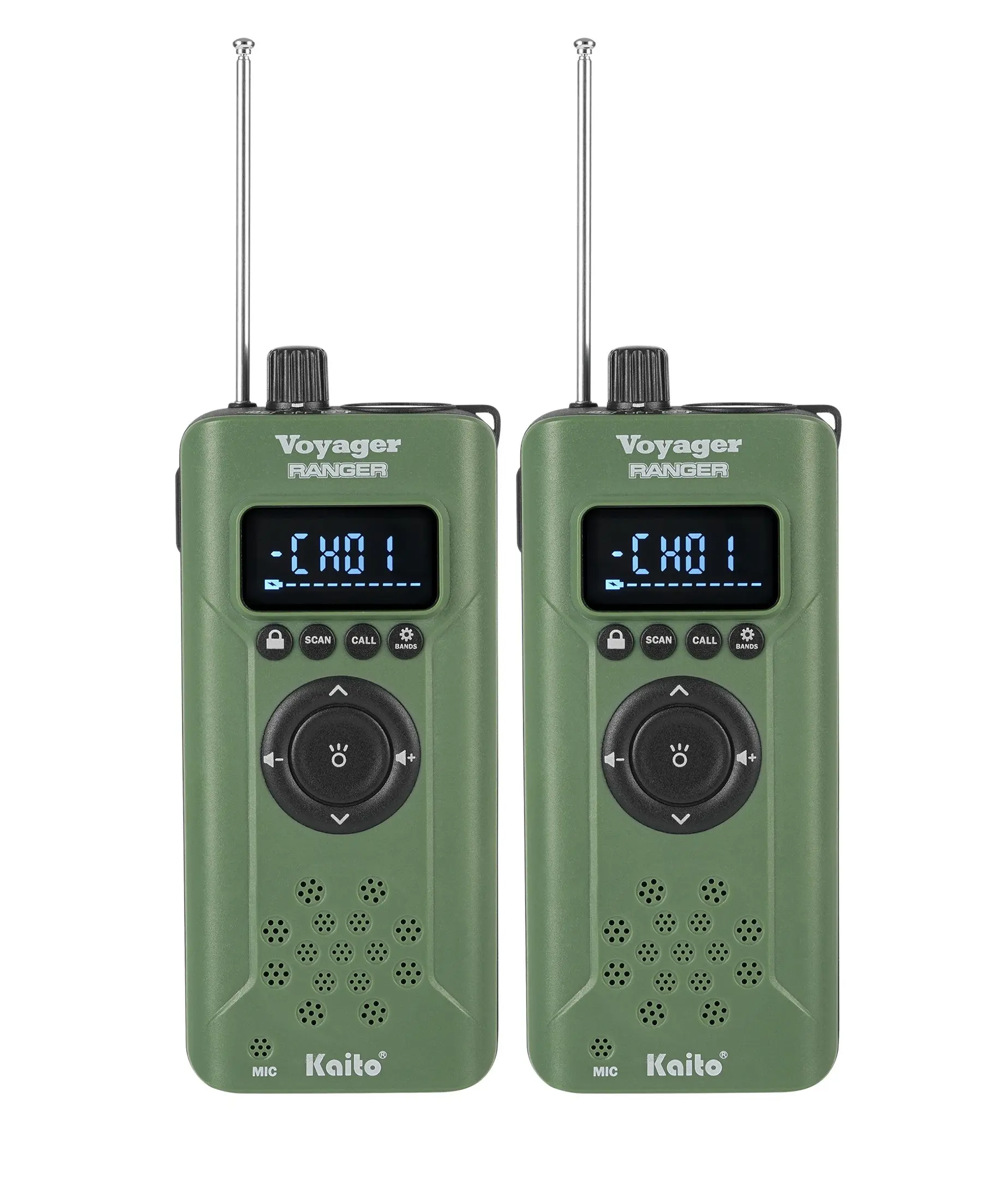 Kaito Voyager Ranger Walkie Talkies Long Range Rechargeable Crank 2-Way Radios with AM FM NOAA Weather Alerts Flashlight SOS Outdoor Communication for Camping Hiking Emergency (2-Pack)