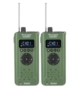 Kaito Voyager Ranger Walkie Talkies Long Range Rechargeable Crank 2-Way Radios with AM FM NOAA Weather Alerts Flashlight SOS Outdoor Communication for Camping Hiking Emergency (2-Pack)