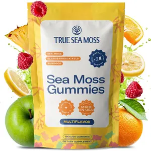 Vegan Sea Moss Gummies with Bladderwrack and Burdock Root for Daily Wellness, Easy to Take Fruity Gummies for Adults and Kids, Supports Overall Health, Energy and Nutrition, Popular Self Care Supplement for Everyday Use