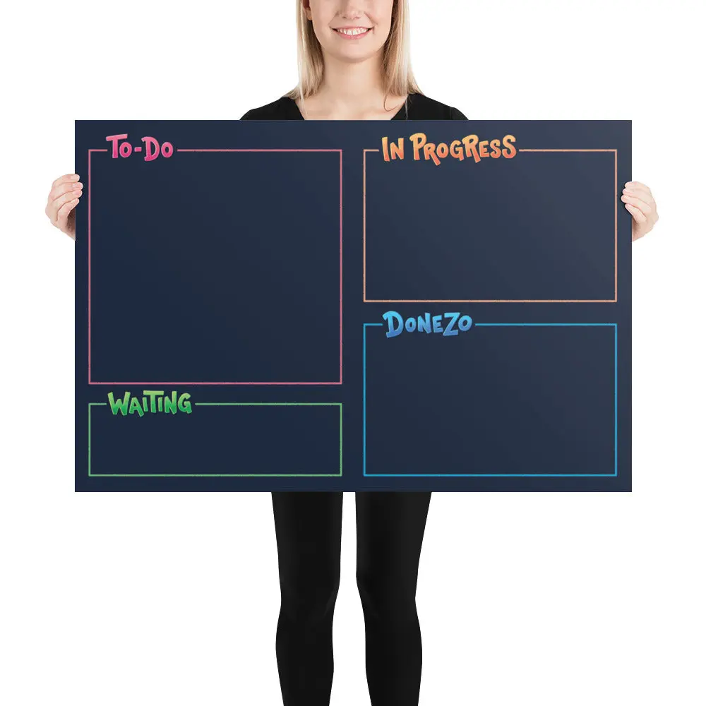 Glossy Kanban Board Paper Prints, 4-Piece Horizontal Home Wall Posters, Home Decor Supplies