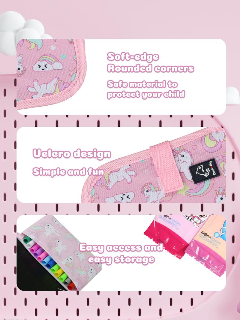 Erasable Reusable Watercolor Pen Doodle Set for Toddlers, Toddler Coloring Set 1 2 3 4 Years Old - Unicorn Reusable Drawing Book, 12 Watercolor Markers, 14 Pages of Art, Creative Play & Fun for Kids - Car Activity Travel Coloring Kit for Kids