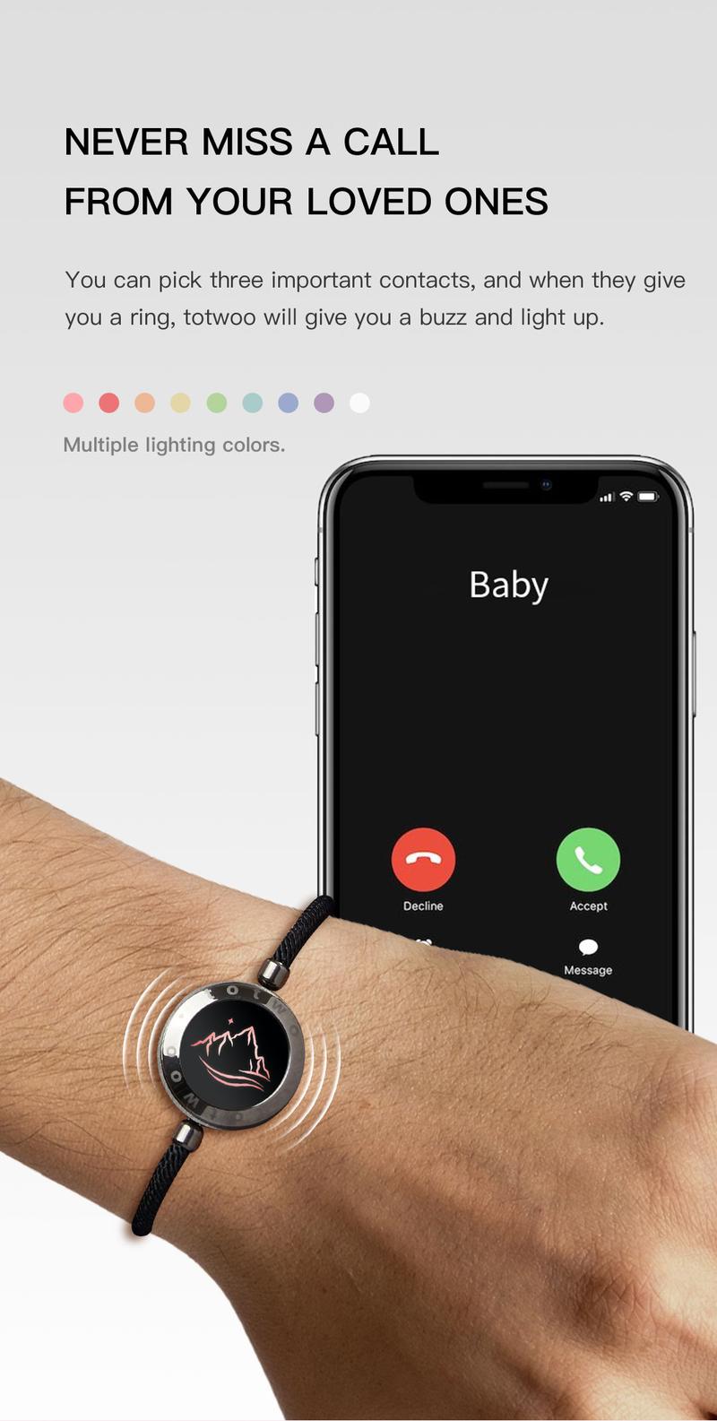 totwoo Mountain&Sea  Long Distance Touch Bracelets  Functional Love Connect Gift For Boyfriend or Girlfriend or your Family