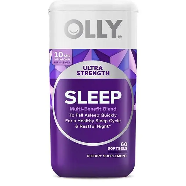 OLLY Ultra Strength Sleep Softgels, 10mg Melatonin, L-Theanine, Chamomile, Magnesium, Lemon Balm, Supports Deep Restful Sleep, Nighttime Sleep Aid, Non Habit-Forming - 60 Count