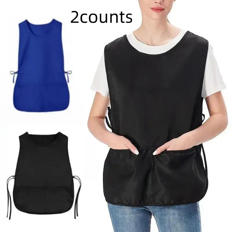 Solid Color Apron with Pocket, 2 Counts Quick Drying Apron, Kitchen Cooking Apron, Household Apron, Easy Cleaning Apron, Home Care Supplies, Kitchen Aprons, Apron with Pockets