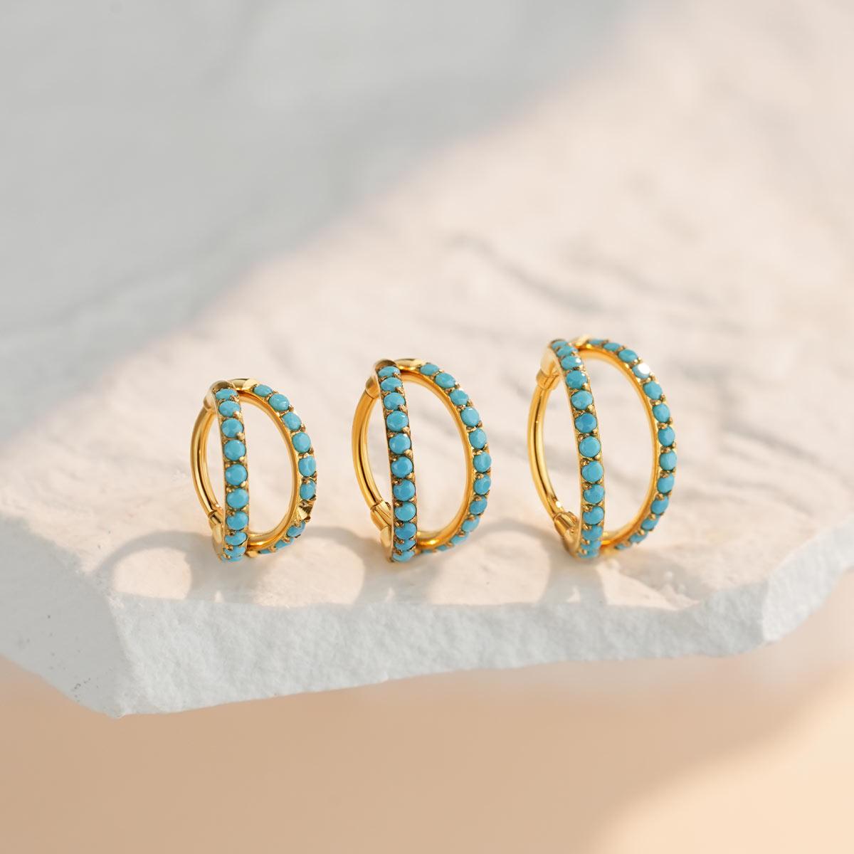 Oufer 20G Turquoise-Hinged Segment Nostril Nose Piercing Ring 316L Stainless Steel 6mm 7mm 8mm Inner Diameter Bohemian Flair