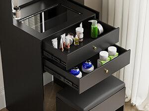 Small Vanity Desk Set with 3 Adjustable Lighted Mirror and Storage Chair IF018