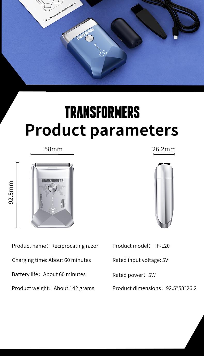 Transformers L20 Foil Shaver, Smart LED Display Shave Calmly, Ultra-Thin Shaving Foil, IPX7 Waterproof, Long Battery Life, Portable, Ideal for Car and Travel, Perfect as a Gift