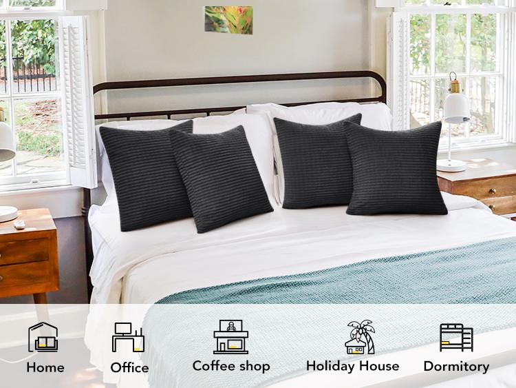 Deconovo 4-Pack Throw Pillow Covers, Soft Corduroy Fabric with Striped Pattern, Perfect for Sofa, Bedroom, and Living Room