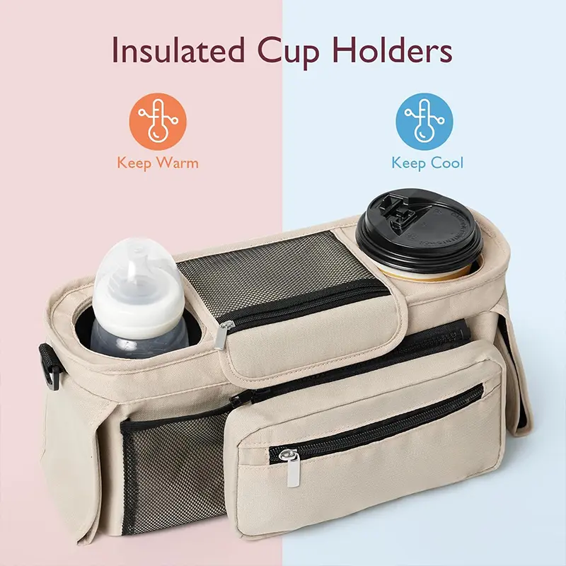 Multifunctional Baby Infant Newborn Stroller Storage Bag, Detachable Phone Bag, Baby Stroller Organizer, Universal Stroller Storage Bag for Outdoor Travel, Traveling Stroller Gear, Stroller Accessories