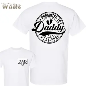 New Dad T-Shirt - Promoted To Daddy Est 2026 Baby Feet Badge Graphic , Small Front Dad Est 2026 Pocket Print , Newborn Announcement Theme , Father’s Day Gift , Soft Cotton Tee , Gift For First Time Dad Classic Menswear Casual Top