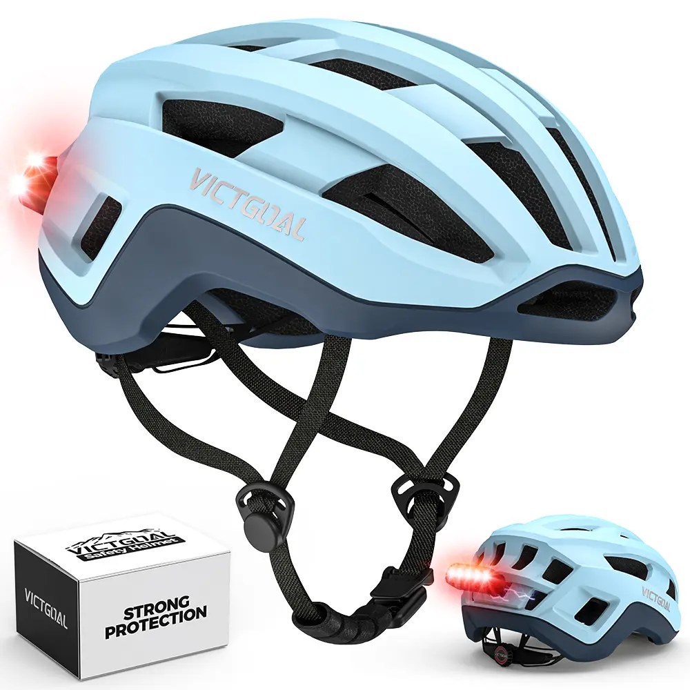 VICTGOAL Road Bike Helmet Adult Men Women with Detachable Magnetic Rear Light, Bicycle Helmet Adjustable Breathable Road Cycling Helmet for Road Mountain Riding