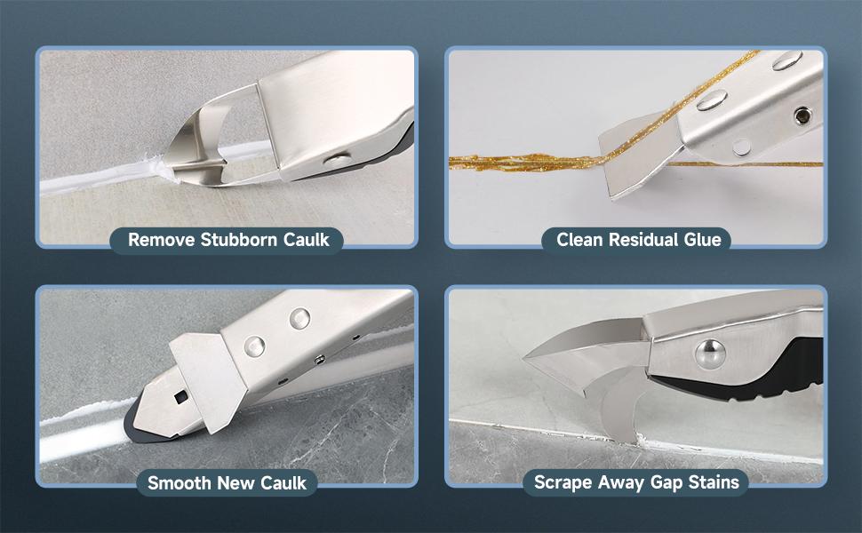 25PCS Caulking Tool Kit, Stainless Steel Caulk Remover Tool, 4 in 1 Grout Removal Tool for Bathroom, Kitchen, Floor, Window, Sink Joint, Frames Seal