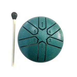 Mini Rain Drum 3 Steel Percussion Instrument with Mallet (Teal)