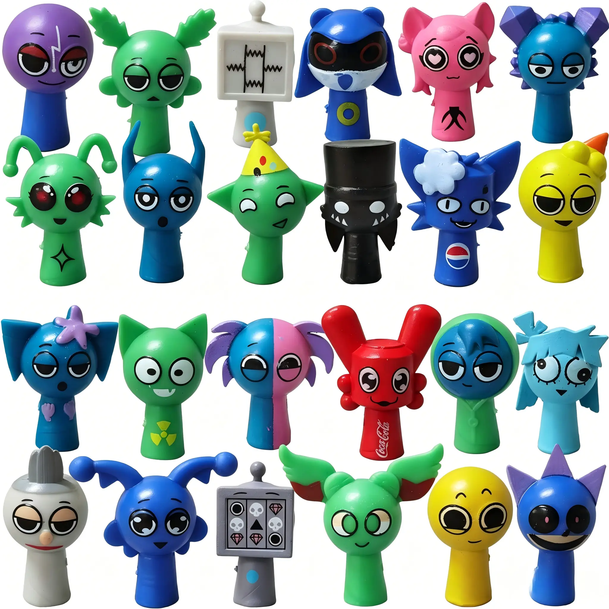New Sprunki 24Pcs Action Figure Doll Set - Unique Whimsical Video Game Collectibles, Imaginative Pretend Play Rubber Desktop Decoration Toy for Kids Fans, Ideal Gift for Valentine's Day/Birthday