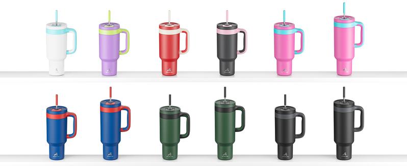 【POWCAN-Clearance Sale 】40ozWith Handle 2-In-1 Straw And Straw Lid Leak-Proof Dishwasher-Safe, Insulated Stainless Steel Travel Coffee Mug Long-Lasting Heat Retention, Suitable For Car Cup Holders, Office,Valentine's Day gift