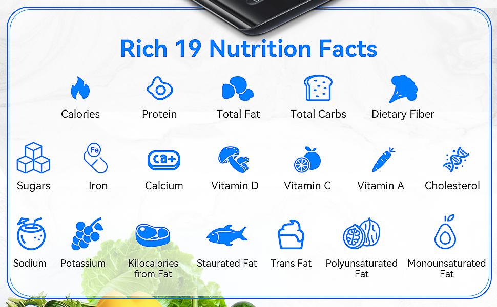 MrOwner Smart Food Kitchen Nutrition Scale with Nutritional Calculator, Free App with 19 Nutrients Tracking, Calorie, Marco, Digital Weight Grams and Ounces, Premium Stainless Steel, 22lb