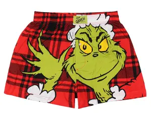 Dr. Seuss The Grinch Men's Don't Be A Grinch Plaid Boxers Underwear Lounge Sleepwear