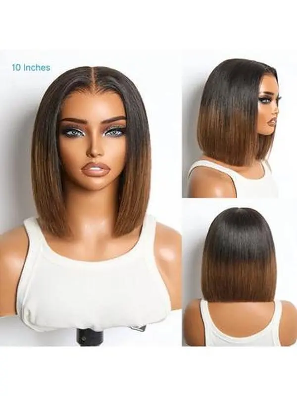 【 10/10 Hair 】Razor-Sharp Bobs Double Drawn Glueless 2x6 Lace Natural Black/Black Brown Omber Luxury Sleek Bob Human Hair Wigs 【 10/10 Hair 】Razor-Sharp Bobs Double Drawn Glueless 2x6 Lace Natural Black/Black Brown Omber Luxury Sleek Bob Human Hair Wigs