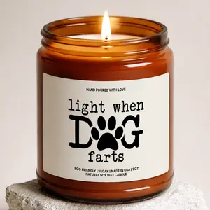 MAKEAGIFT Light When Dog Farts Candle, Gift For Dog Lover, Funny Dog Gifts, Dog Parents Candles, Relatable Pet Owner Candle, Valentine Gift Pet Lover