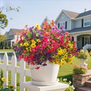 Set of 10 UV Resistant Faux Flowers – Realistic Silk Artificial Blooms for Indoor Outdoor Garden Porch Deck Patio Vase Decoration,