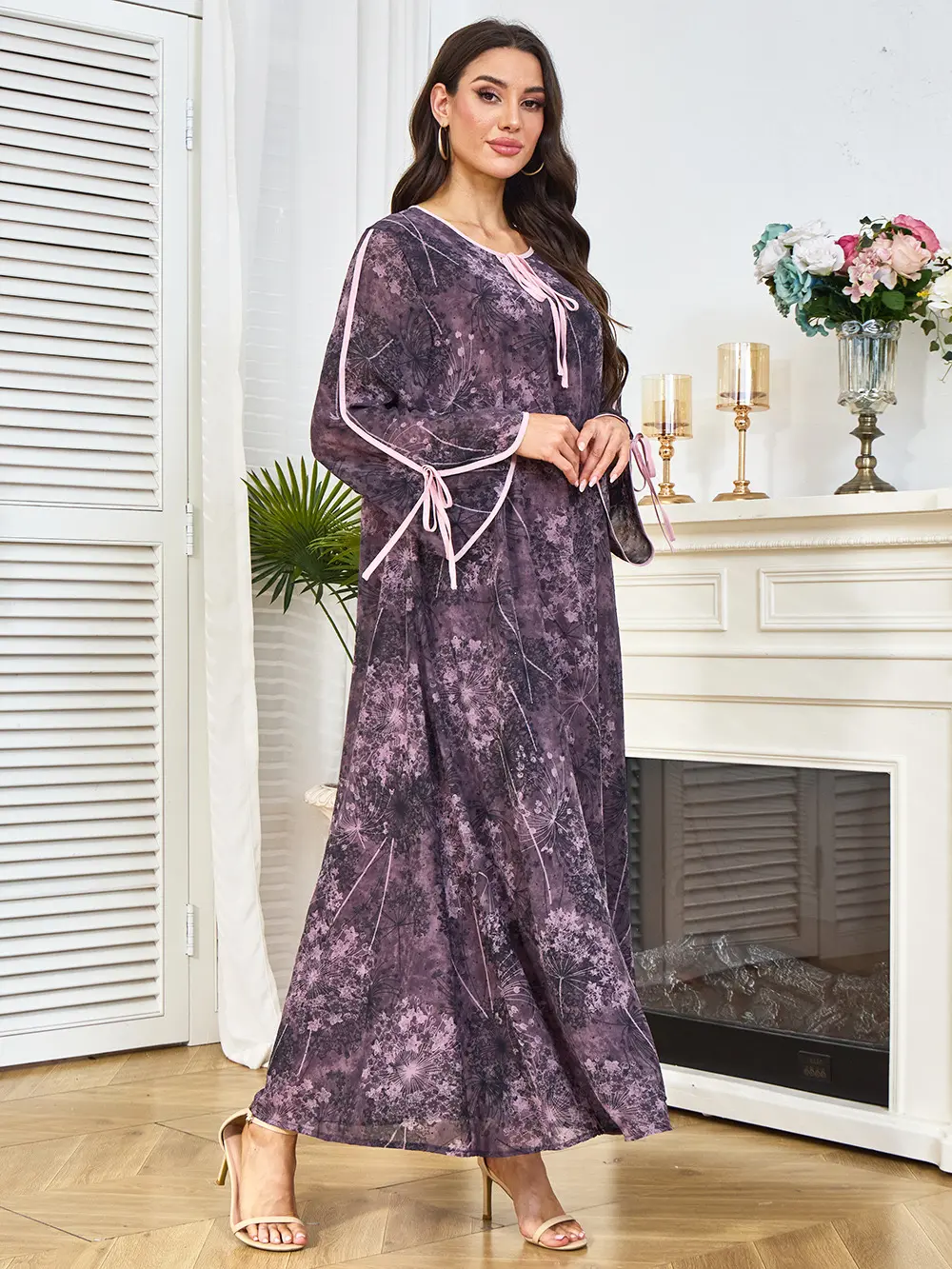 Casual Floral Print Abaya for Women, Lightweight Loose Fit Modest Dress, Comfortable for Everyday Wear, Casual Abaya, Loose Fit Abaya