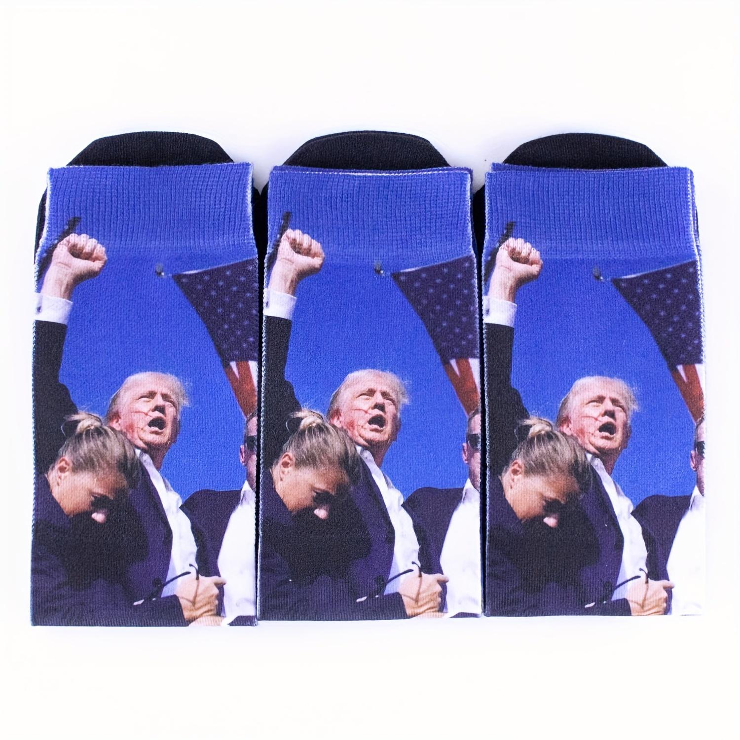 Funny President Trump Parody Print - Set of 3 Pairs for 2024 Election Men's Socks - Ideal for MAGA Fans - Man, Menswear funny sock