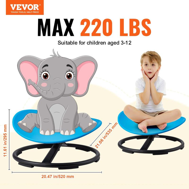 VEVOR Kids Swivel Chair,  , 220 LBS Capacity, Sensory Spinning Chair, Autistic Kids Sensory Toy Chair with Non-Slip Metal Base, Toddler Sit and Spin Chair for Coordination Balance Focus Training Blue