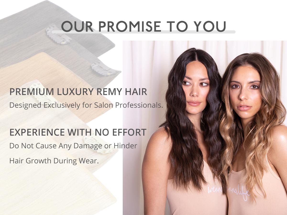 WENNALIFE Invisi Edge Clip in Hair Extensions Seamless Invisible Natural Straight Real Human Hair Chocolate Brown to Caramel Blonde SpringStatements