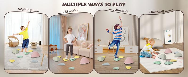 Set of 12/25 Children's sensory balance training stepping stone in macaroon for coordination and strength Stepping stone with rubber non-slip sides. kid Rainbow Stepping Stones Set Safety Parks outdoor play equipment Kindergartens