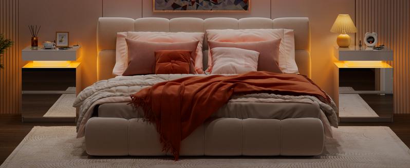 Miuvanity Nightstand Gun Drawer with USB & Type-C Port Automatic Sensor LED Light Modern Design for Office & Bedroom Storage Includes Charging Station Stylish Bedside Table