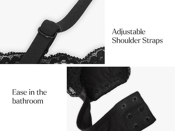 Popilush Lace adjustable Strap Bust BodySuits Women - Going Out Cute Tops Square Neck Sleeveless Tummy Control Mesh Feminine Seamless Elegant Camisole Concert Outfits Spaghetti Strap Womenswear