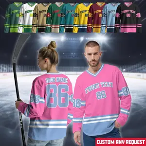 Personalized Name Number Color Ice Hockey Jersey, Custom Ice Hockey Men Women Youth, Hockey Team Jersey Sports Uniform Gift for Hockey Fans