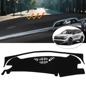 Canvcle Dash Cover for Kia Sportage (Hybrid)/ NQ5 2023 2024 2025 Left Hand Driving Polyester Non-Slip Center Console Dash Cover Interior Accessories for Sportage Sunshade Windshield Glare Black