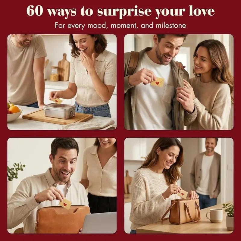 DIY Love Notes Box - Mini Blank Cards & Envelopes for Him Her - Cute Valentine’s Day Anniversary Gift for Boyfriend Valentine's Day