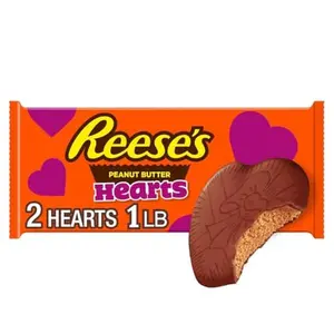 REESE'S Milk Chocolate Peanut Butter Hearts, Valentine's Candy Pack, 16 oz (2 Pieces)